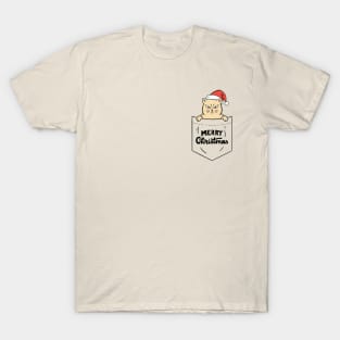 Cat merry christmas pocket T-Shirt